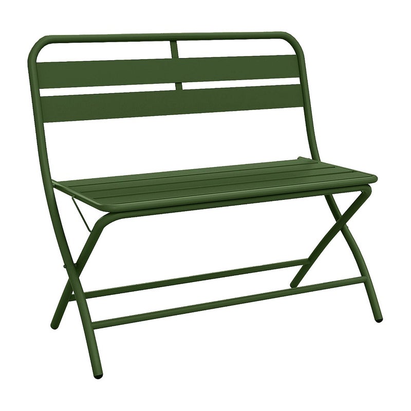 Składana metalowa ławka ogrodowa - Khaki - MIRMANDE od MYLIA