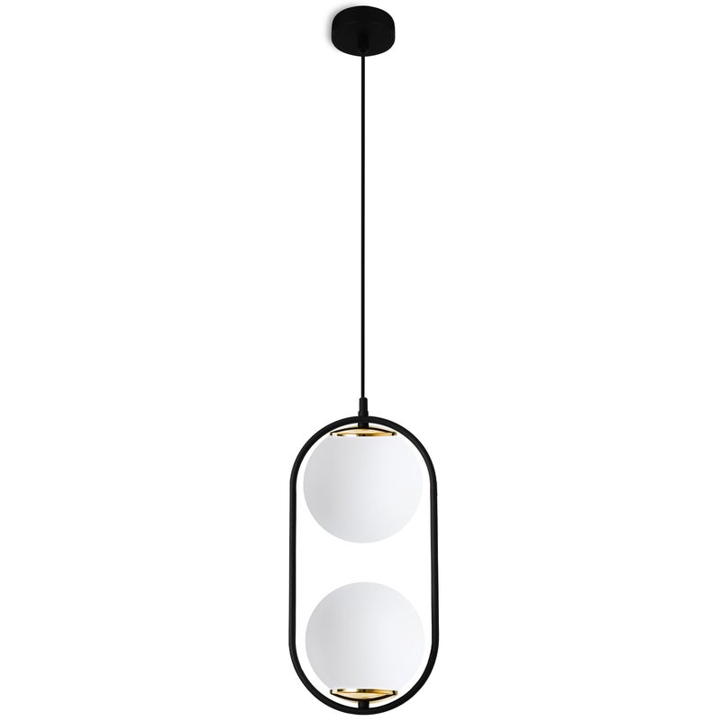 Lampa sufitowa wisząca Luna Duo modern czarna/złota 1xE14 klosz kula biała Light Home LH