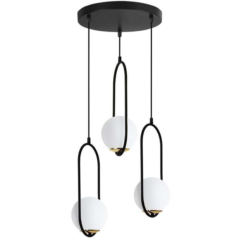 Lampa sufitowa wisząca Luna okrągła modern czarna/złota 3xE14 klosz kula biała Light Home LH