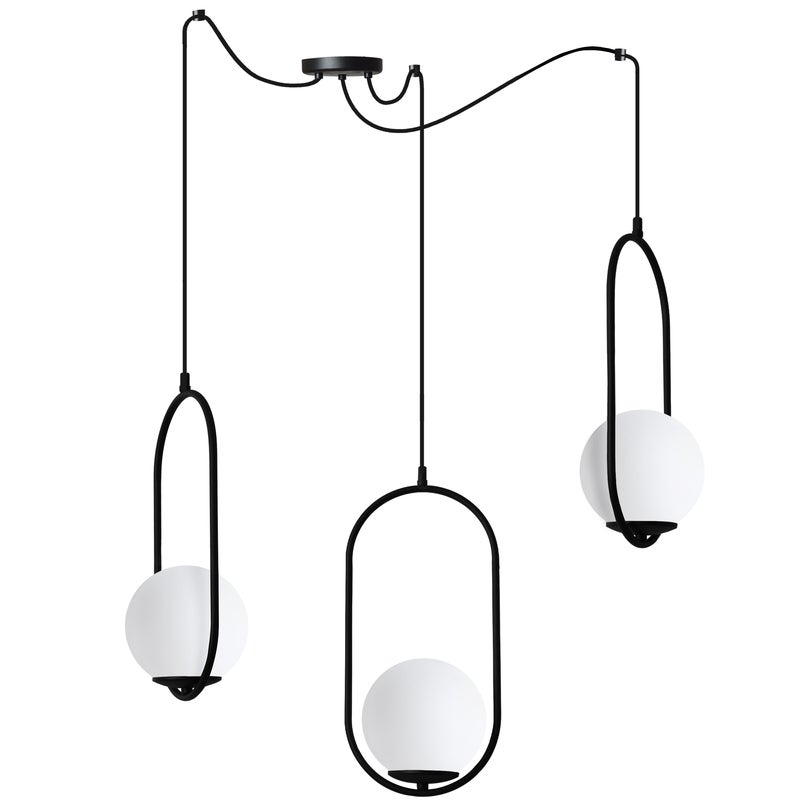 Lampa sufitowa wisząca Luna Pająk modern czarna 3xE14 klosz kula biała Light Home LH