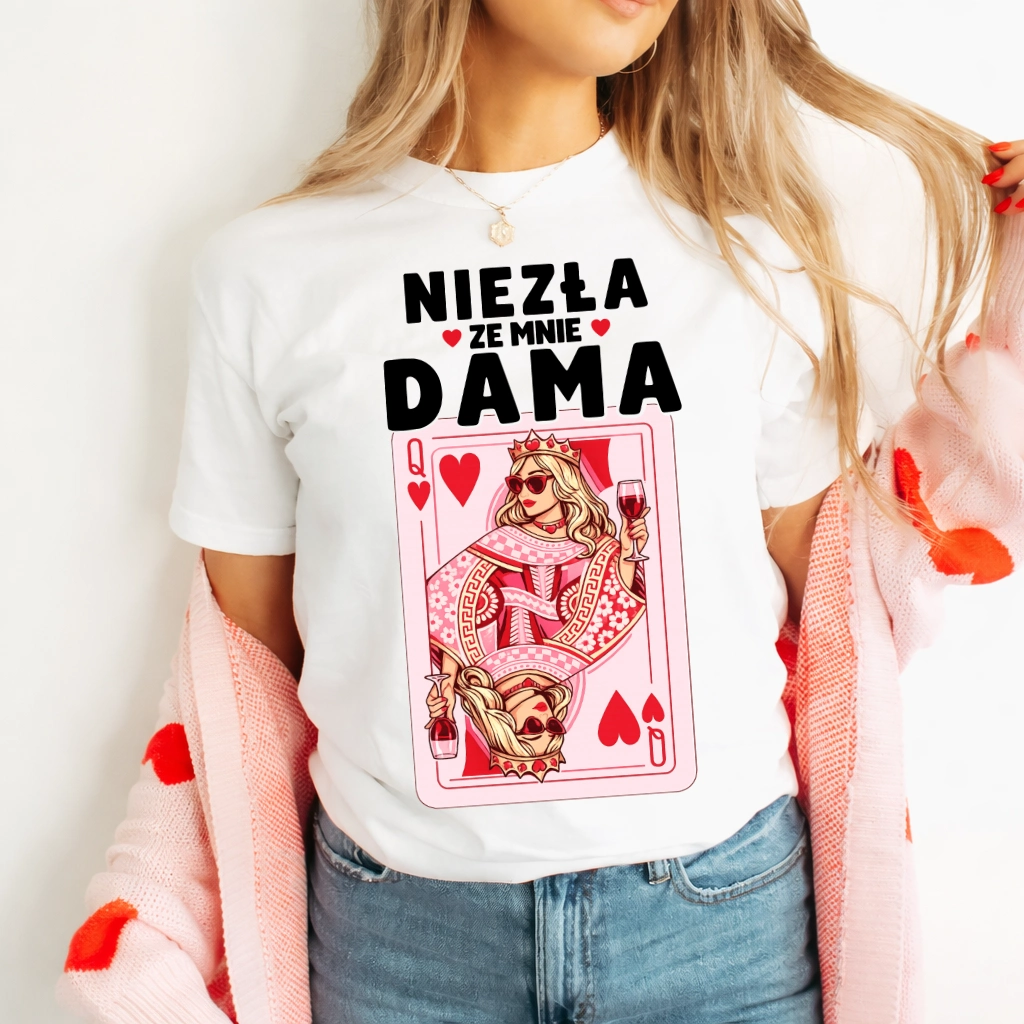 Damska koszulka na prezent - NIEZŁA ZE MNIE DAMA Z BLONDYNKĄ