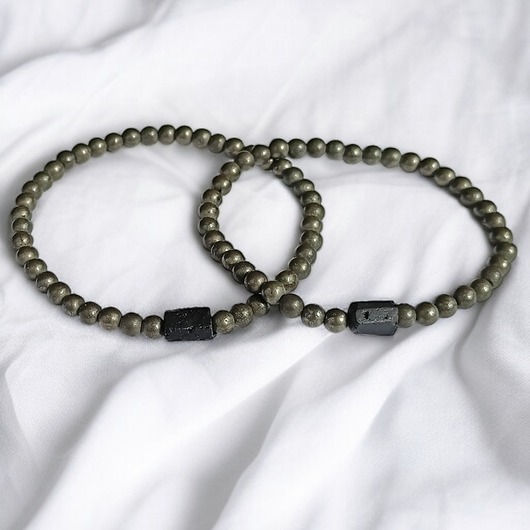 KOMPLET dla PARY : piryt & czarny turmalin