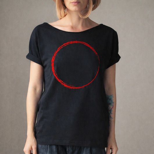 Koło czerwone czarny Krótki Oversize