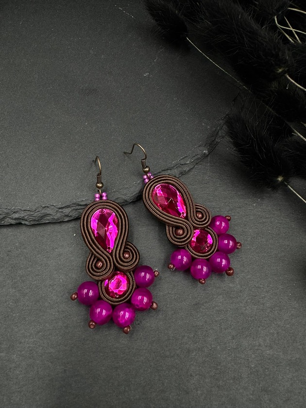 Kolczyki sutasz czekolada malina