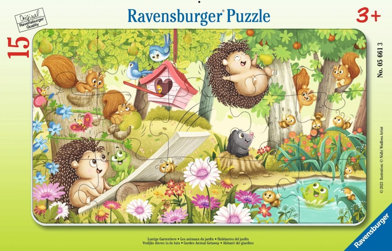 Puzzle 15 Garden Animal Getaway Frame Ravensburger - puzzle