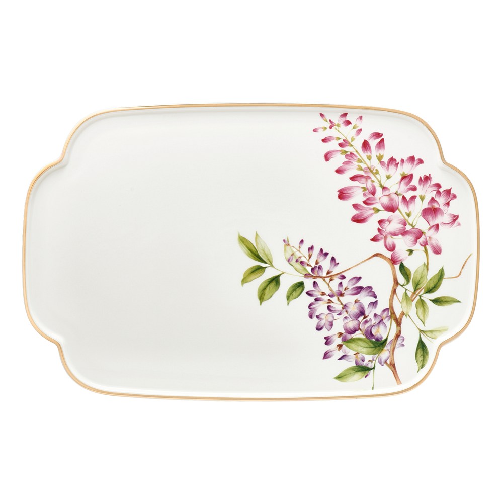 Patera do ciasta porcelanowa Talerz 31,5 x 20,5 cm SENSUAL GARDEN