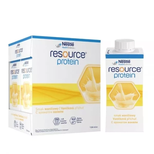 Nestle Resource Protein smak waniliowy – dietetyczny środek spożywczy w płynie (4 x 200 ml)