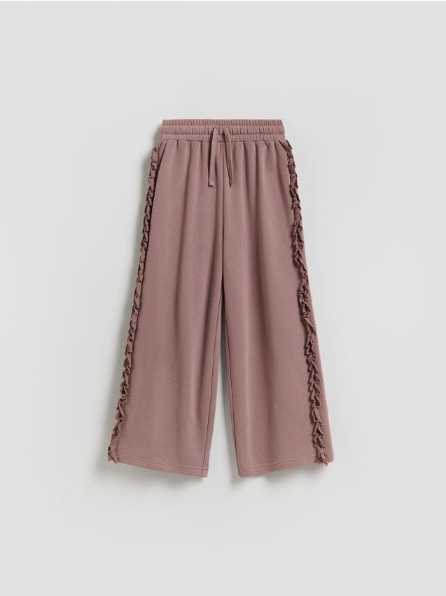 Reserved - Spodnie dresowe wide leg - brązowy