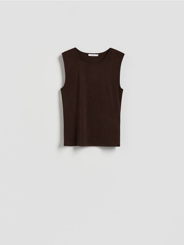 Reserved - Top z wiskozą - ciemnobrązowy