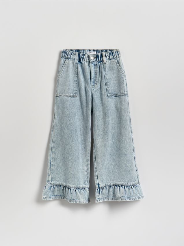 Reserved - Jeansy super wide leg 7/8 - niebieski