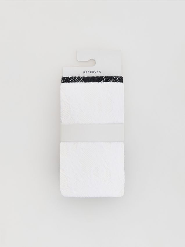 Reserved - Wzorzyste rajstopy z mikrofibry 20 DEN 2 pack - biały