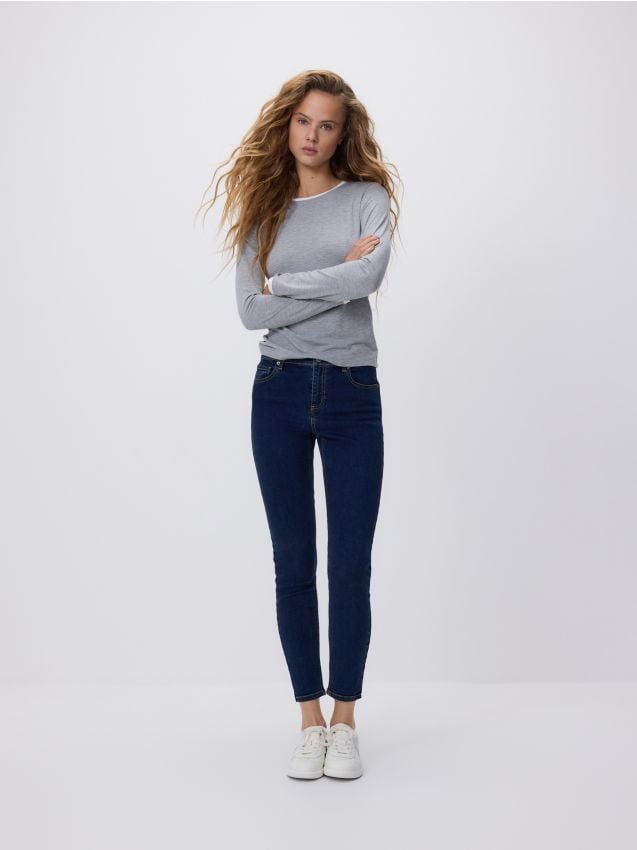 Reserved - Jeansy slim push up - granatowy