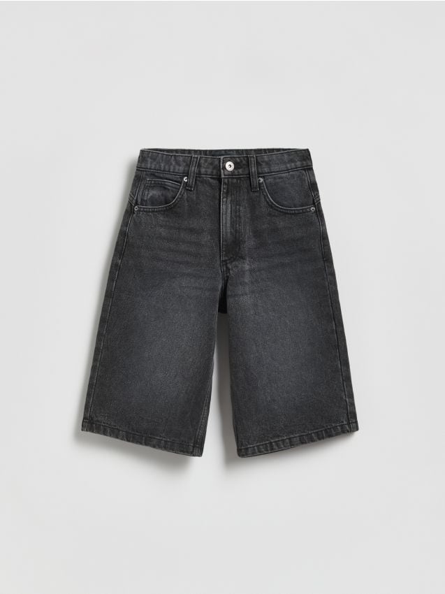 Reserved - Jeansowe szorty - czarny