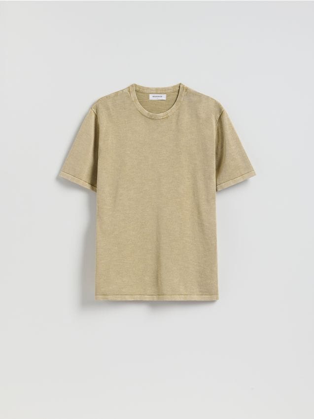 Reserved - Bawełniany sweter z krótkim rękawem - beżowy