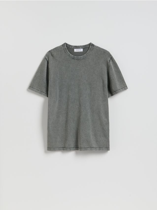 Reserved - Bawełniany sweter z krótkim rękawem - ciemnoszary