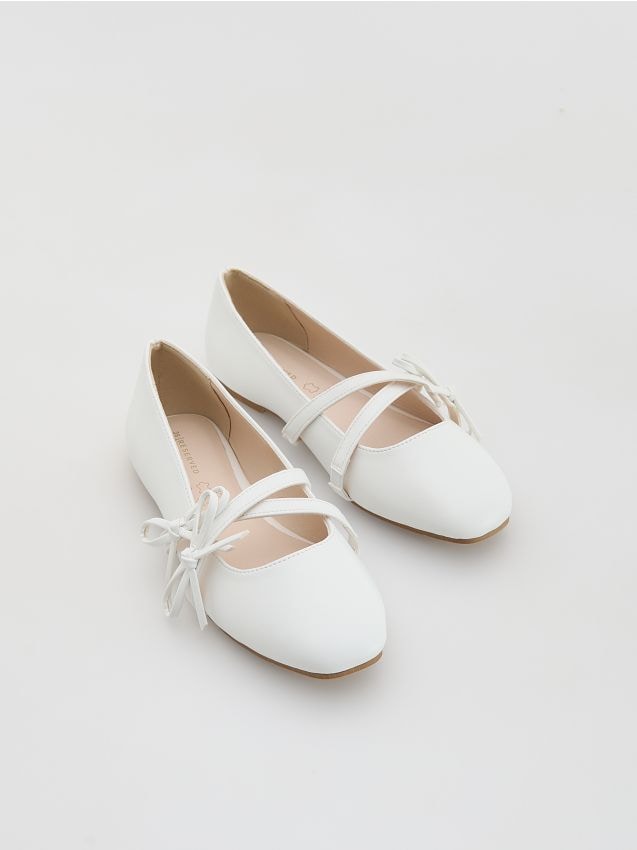 Reserved - Baleriny z imitacji skóry - biały