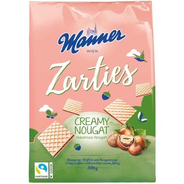 Manner Zarties Creamy Nougat Wafelki Orzechowe Nugatowe Wafle 200g