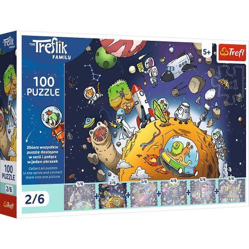 Puzzle Uft 100 el. Trefliki w kosmosie Rodzina Treflików 16542 - puzzle