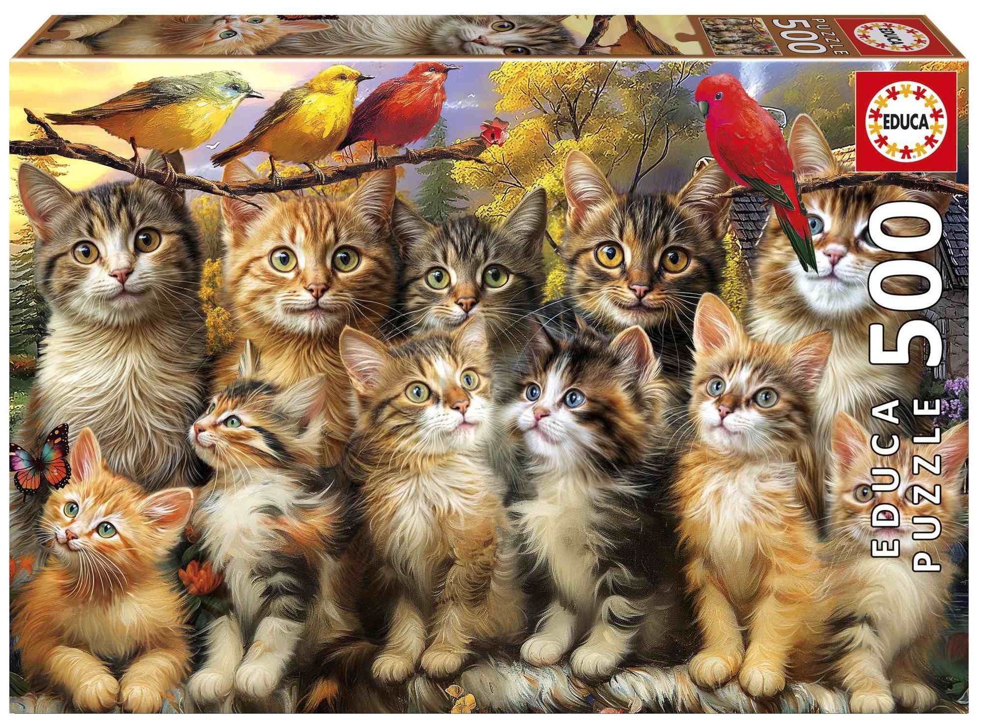 Puzzle 500 Kocięta i Ptaki 113395 Educa - puzzle