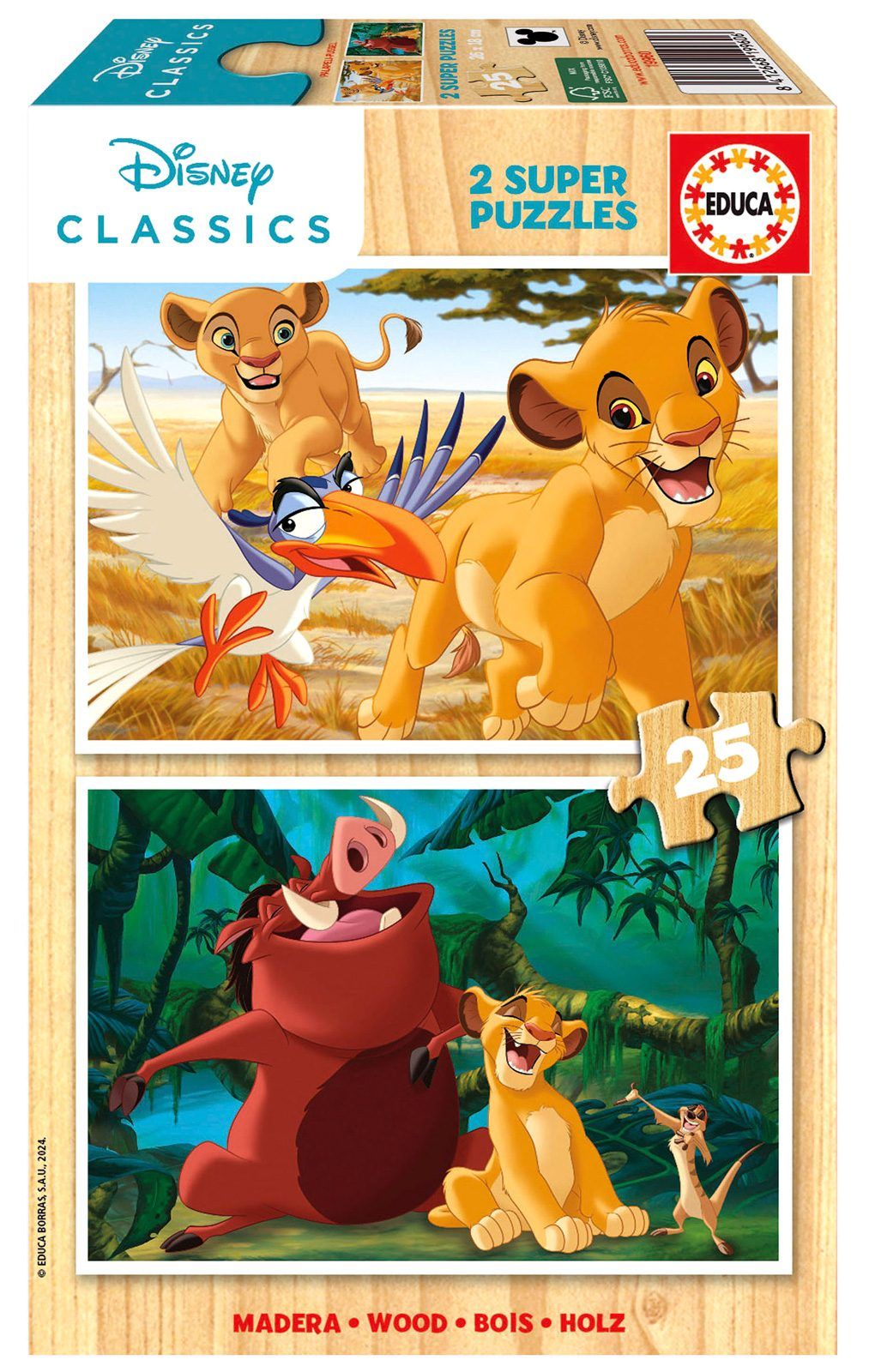 Puzzle drewniane 2x25 Król Lew 112757 Educa - puzzle