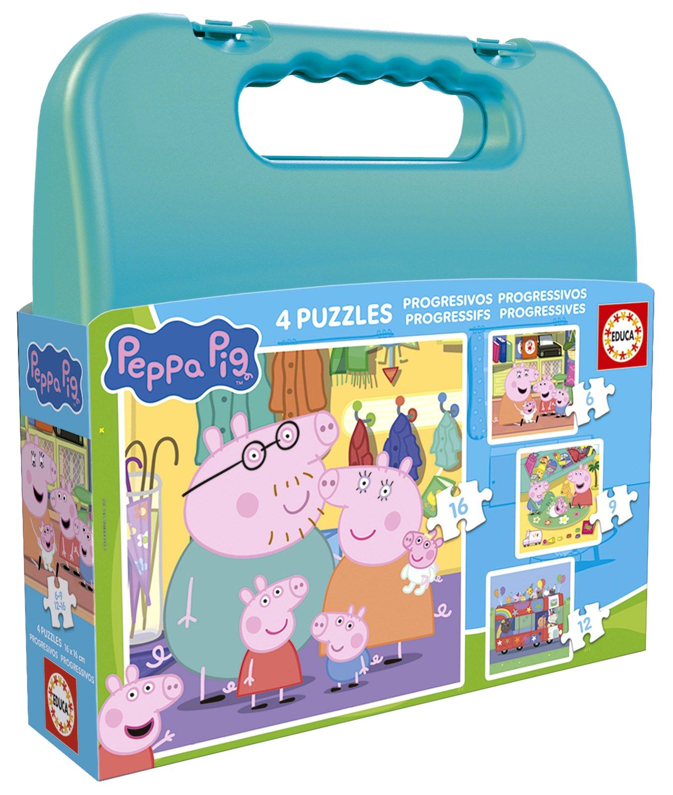 Puzzle 4w1 Świnka Peppa walizka 113788 Educa - puzzle