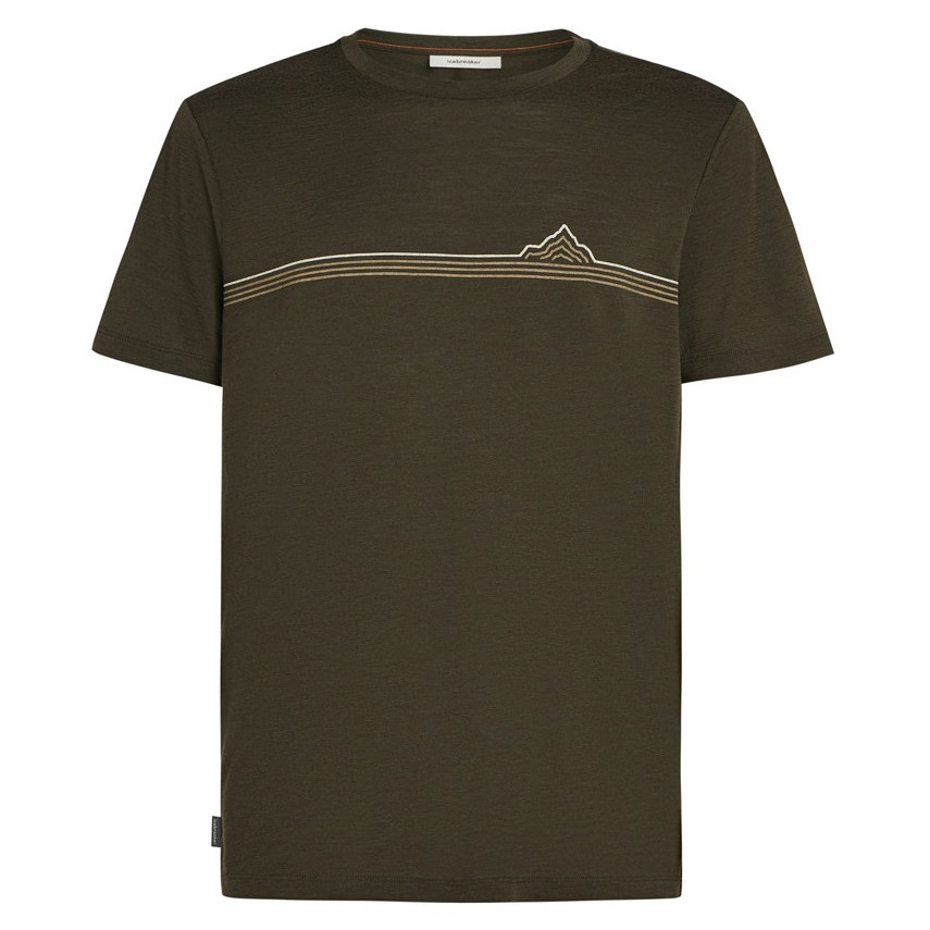 Koszulka męska Icebreaker Men Merino 150 Tech Lite SS Tee Range Stripes Rozmiar: M / Kolor: ciemnobrązowy