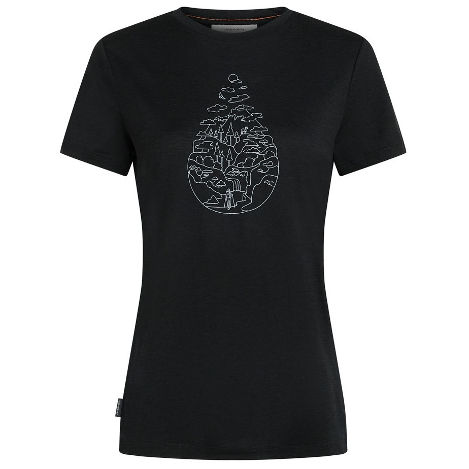 Koszulka damska Icebreaker Women Merino 150 Tech Lite SS Tee Hike Path Rozmiar: L / Kolor: czarny