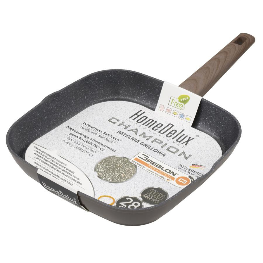 CHAMPION Patelnia grill 28cm pow.Greblon/HD12473 DH-HD12473