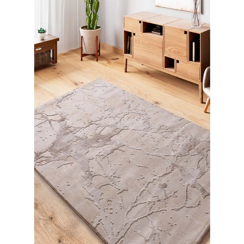 Dywan wewnętrzny prostokątny, beżowy, 77 x 150 cm, ORIS efekt marmuru z reliefem - ATTICGO