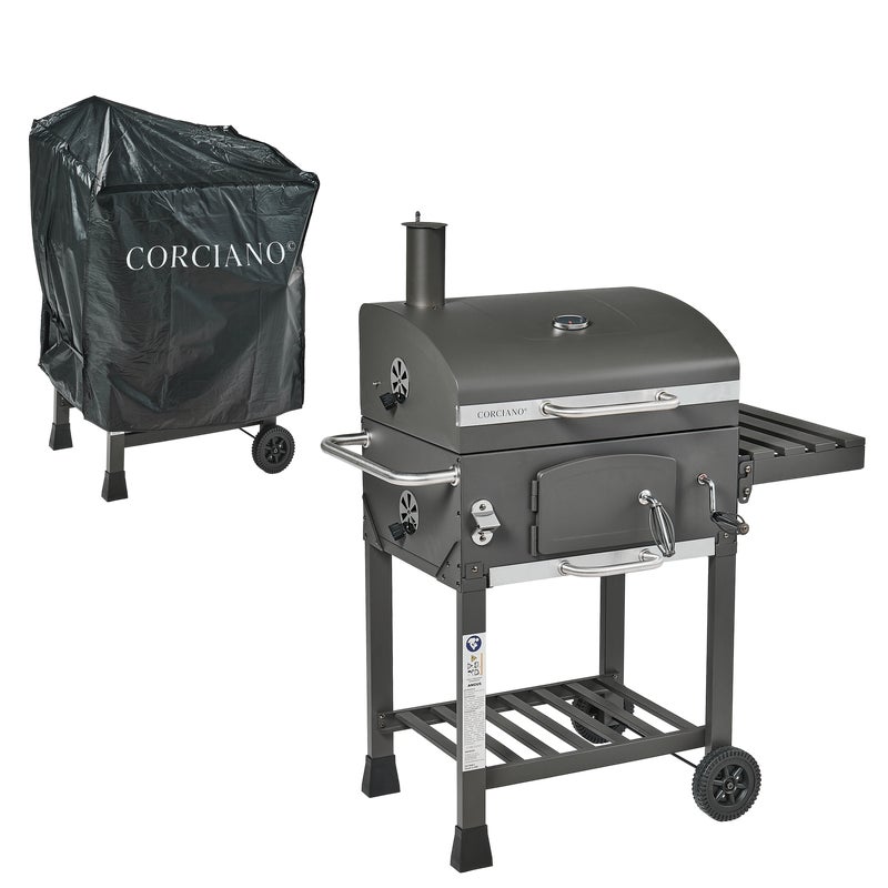 Grill węglowy Angus z kominem z żeliwnym rusztem + pokrowiec gratis Corciano