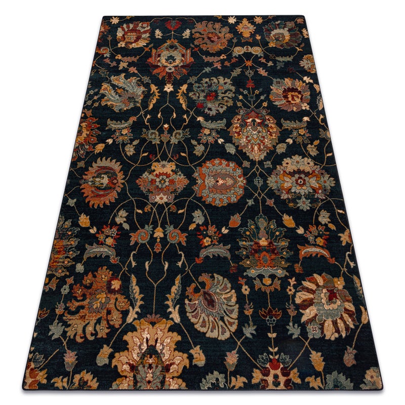 Dywan wełniany OMEGA LATICA Kwiaty navy granat 200x300 cm