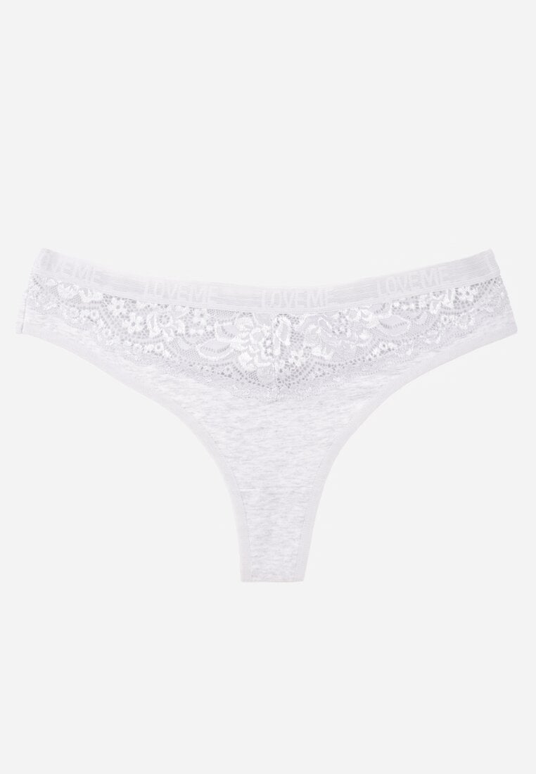 Szare Majtki Typu Stringi z Bawełną i Koronką Zeliche