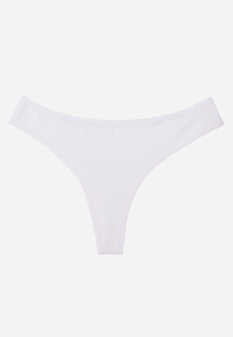 Białe Gładkie Majtki Stringi z Bawełną Chrysile