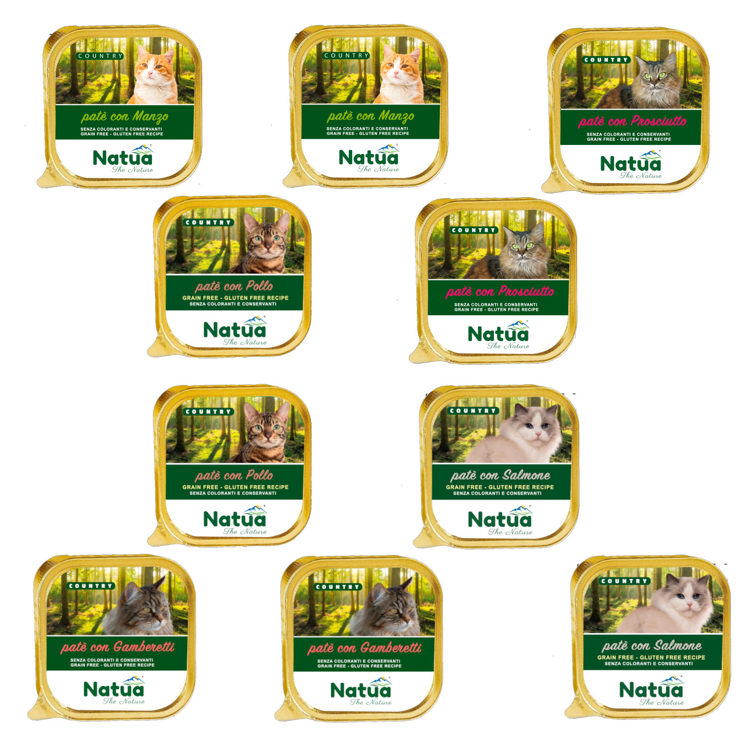 NATUA Country Zestaw 5 Smaków - mokra karma dla kota - 10x100g