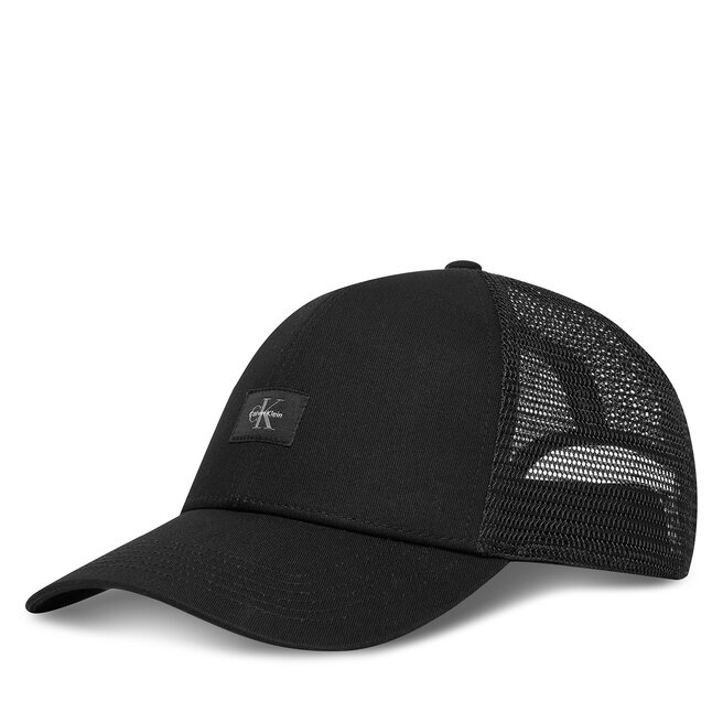 Czapka z daszkiem Calvin Klein Monologo Woven Patch Trucker LV04D5099G Czarny