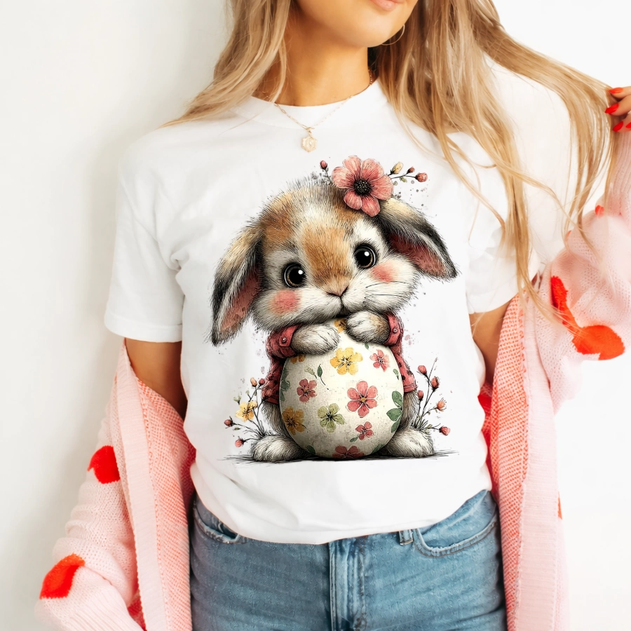 DAMSKA KOSZULKA Z ZAJĄCZKIEM - wzór zajączek4