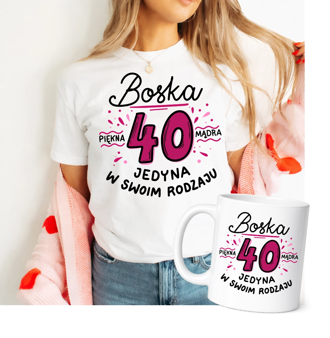 Damska koszulka na 40 urodziny - zestaw na prezent na 40