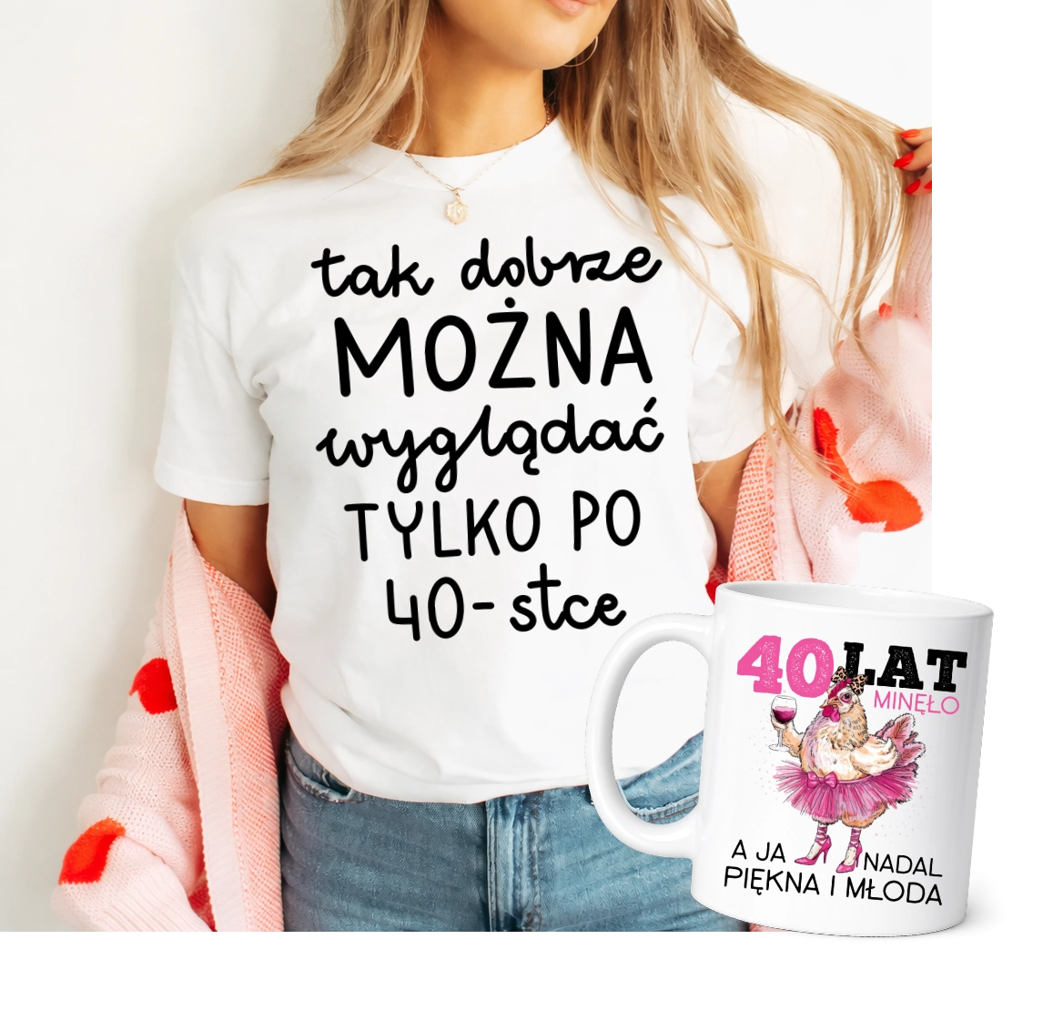 Damska koszulka TAK DOBRZE MOŻNA WYGLĄDAĆ TYLKO PO 40 na 40 urodziny - zestaw na prezent na 40