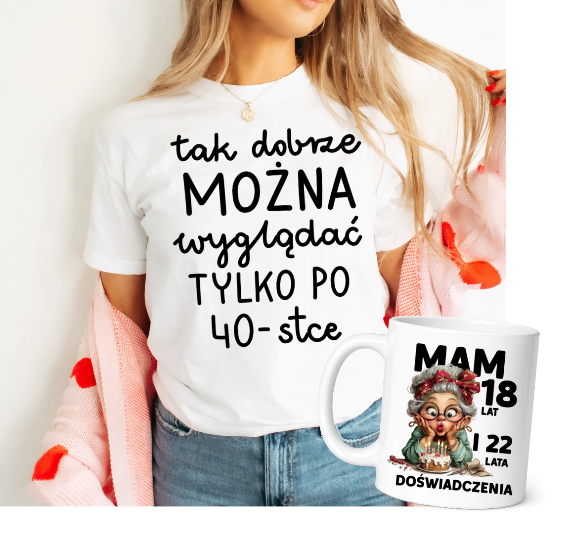Damska koszulka na 40 urodziny - zestaw na prezent na 40