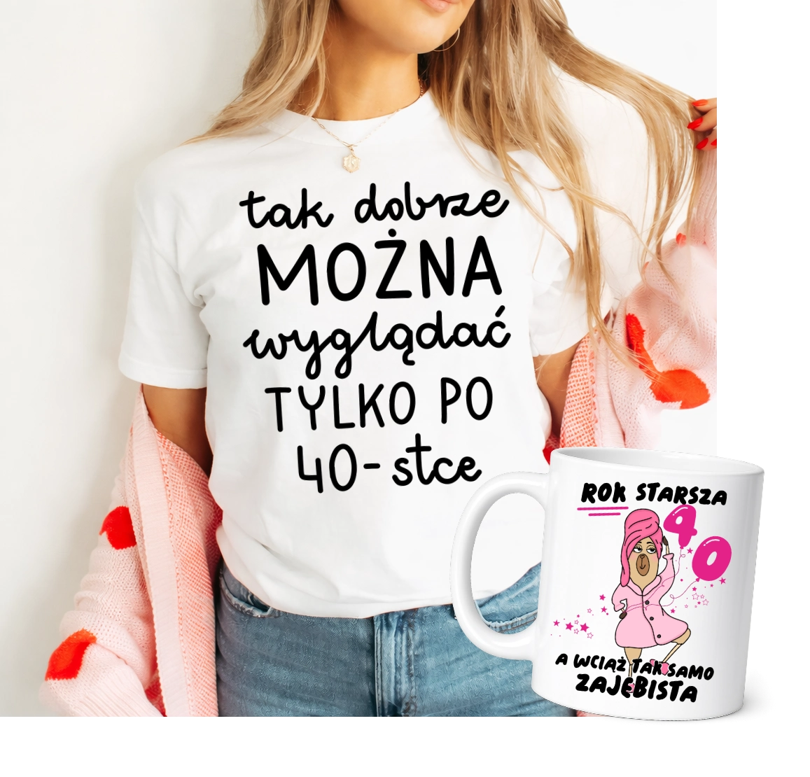 Damska koszulka na 40 urodziny - zestaw na prezent na 40