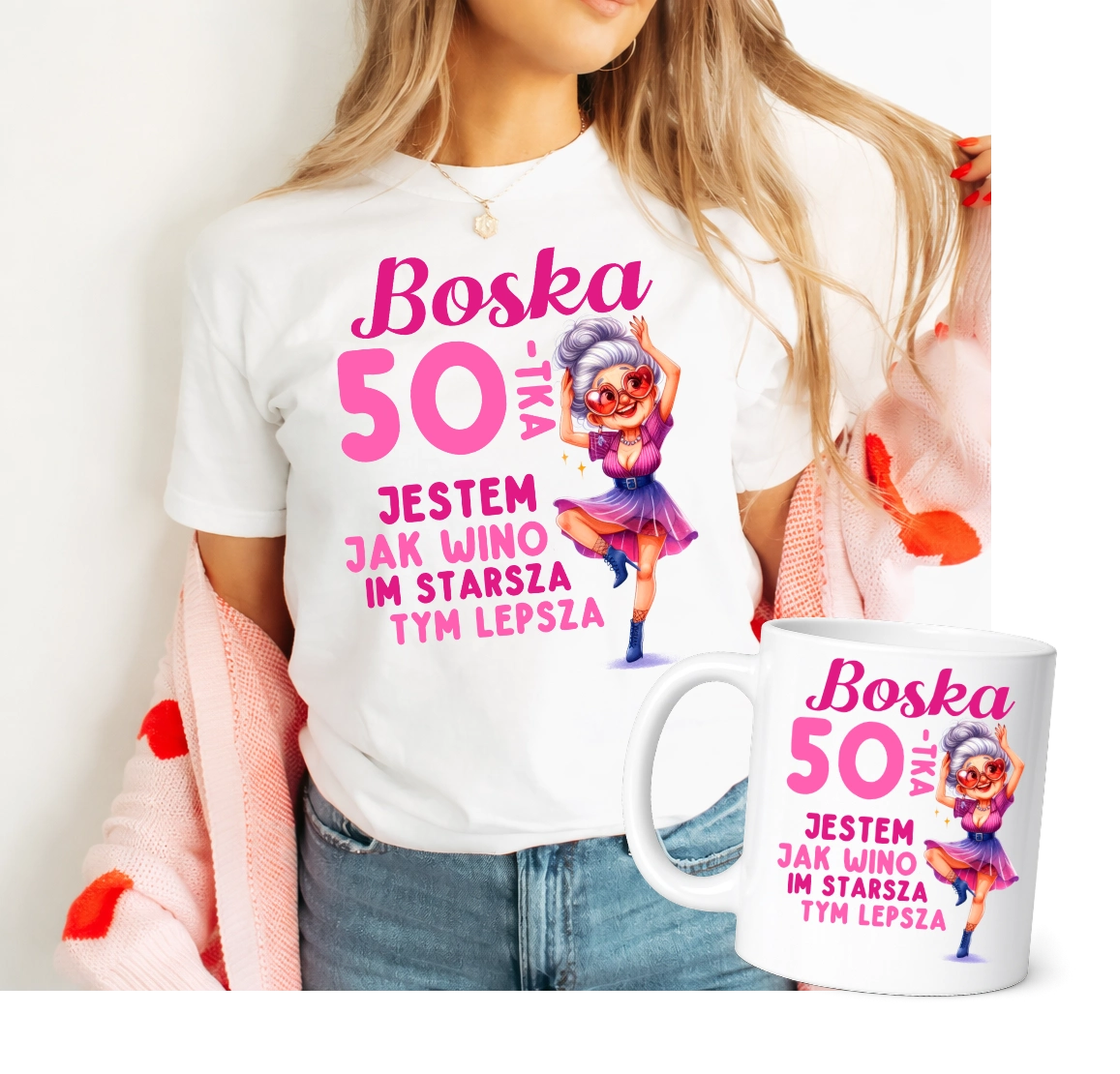 Damska koszulka na 50 urodziny - zestaw na prezent na 50