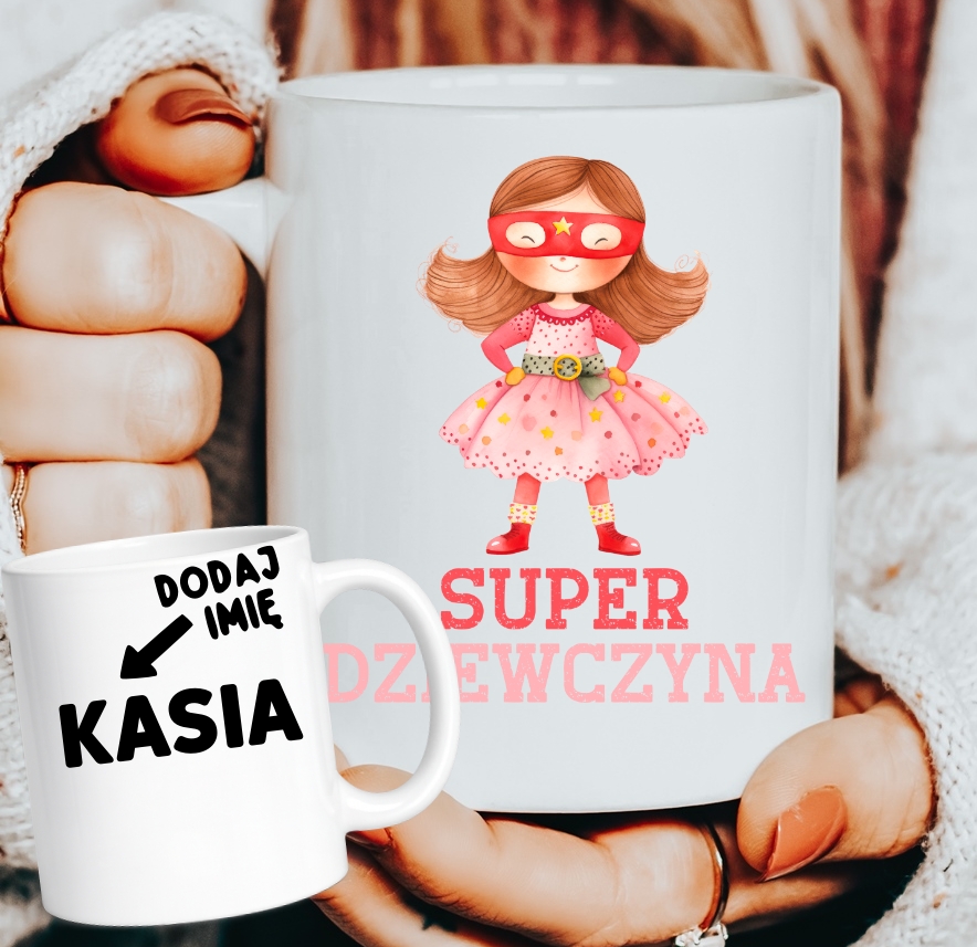 Kubki z imieniem dla koleżanek z klasy na Dzień Kobiet - SUPER DZIEWCZYNA