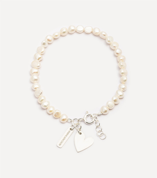 Bransoletka srebrna z perłami i zawieszką Close to me