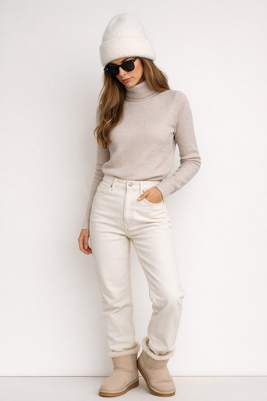 Damski golf z wełny merino rib