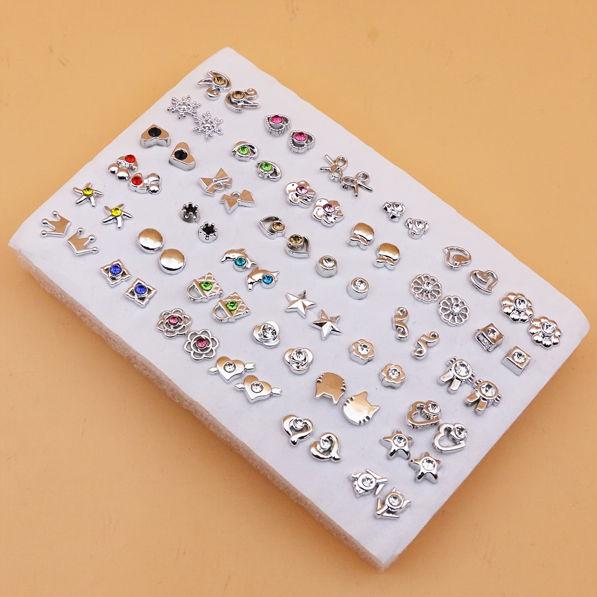 TEMU 36 Par (72 Sztuki) Urocze Kolczyki z Kwiatami i Kryształkami z Tworzywa Sztucznego, Idealne na Codzienność i Wydarzenia – Lśniące Kolczyki na