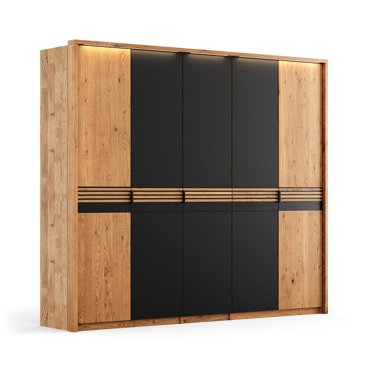 Szafa 5D dębowa potrójne drzwi szklane Ravello