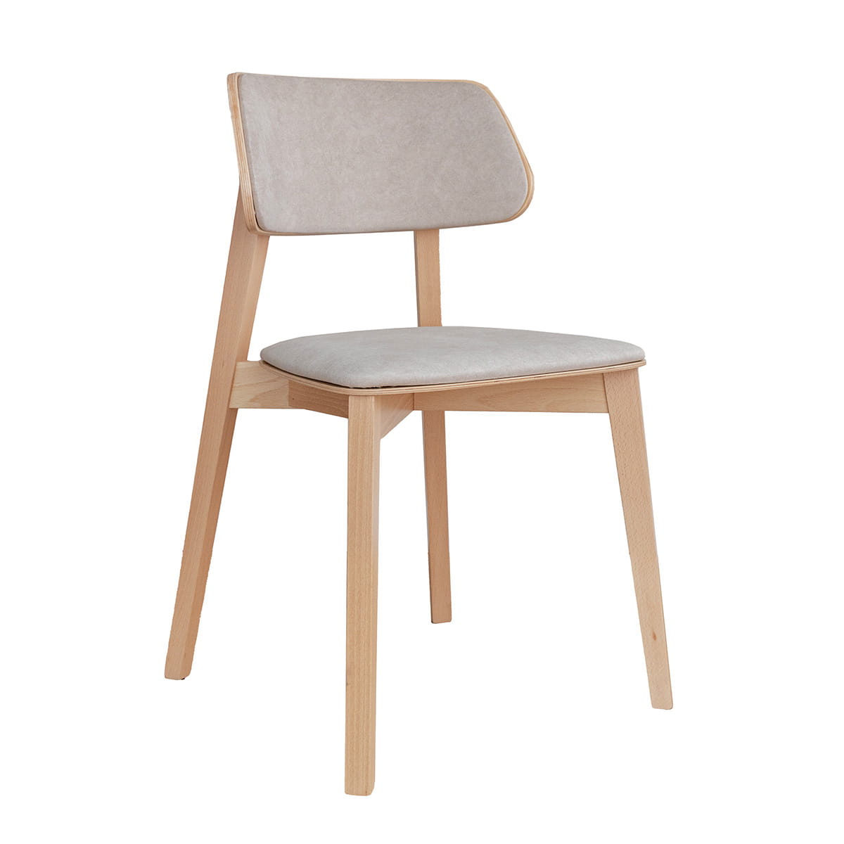 Krzesło tapicerowane beżowe z drewnianymi nogami CL03 Como