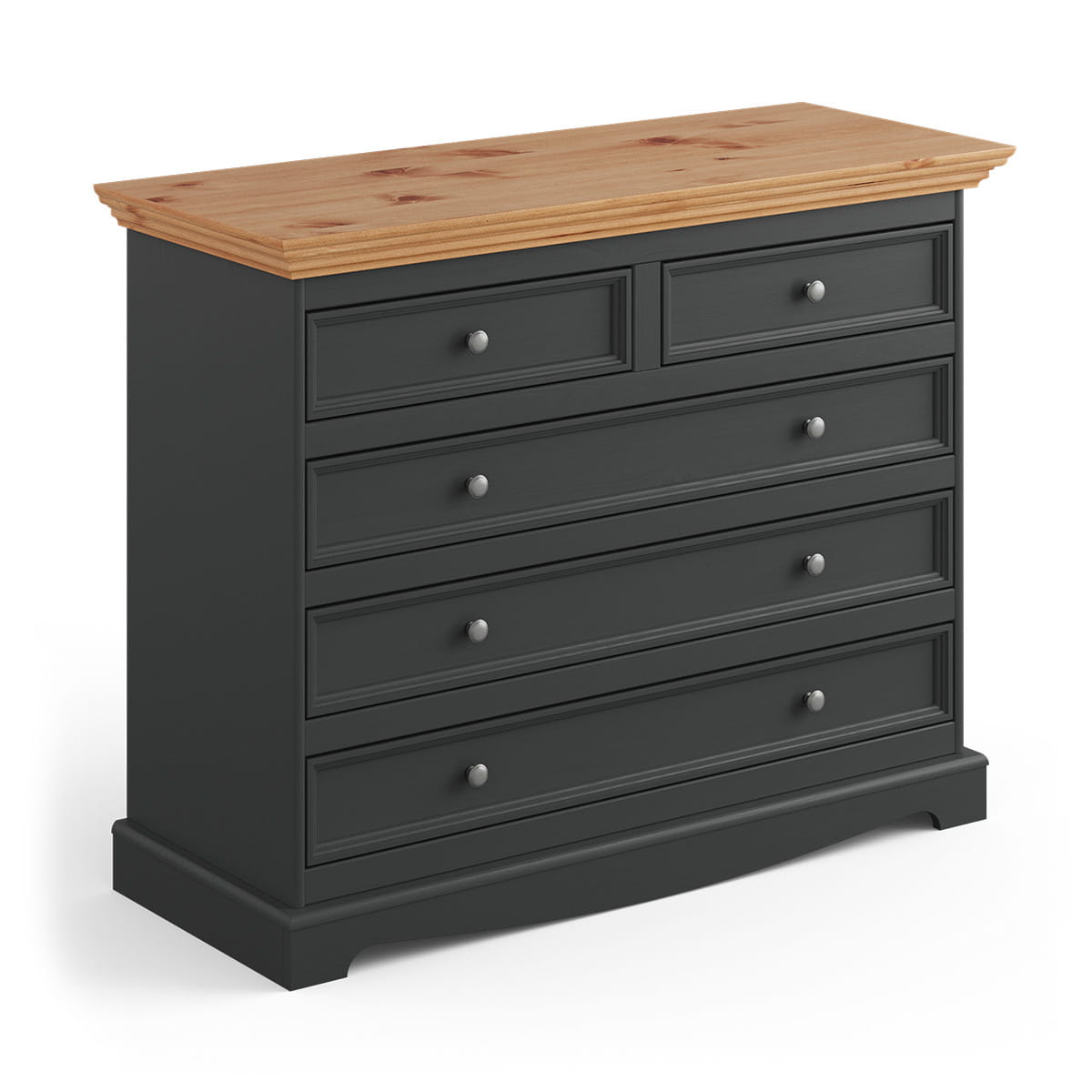 Komoda 5 szuflad grafit - naturalna sosna Belluno Elegante