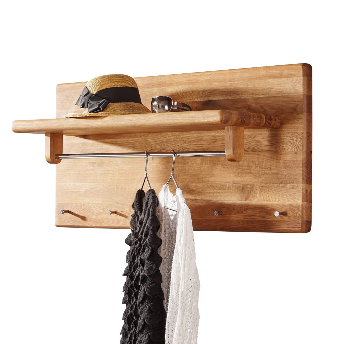 Wieszak dębowy z półką Gialo