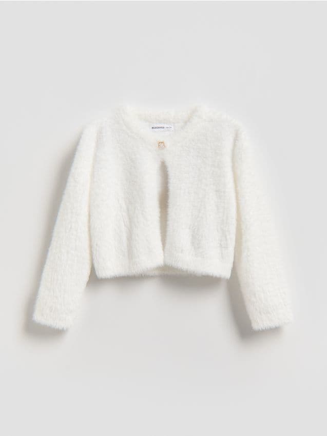 Reserved - Puszysty kardigan - biały